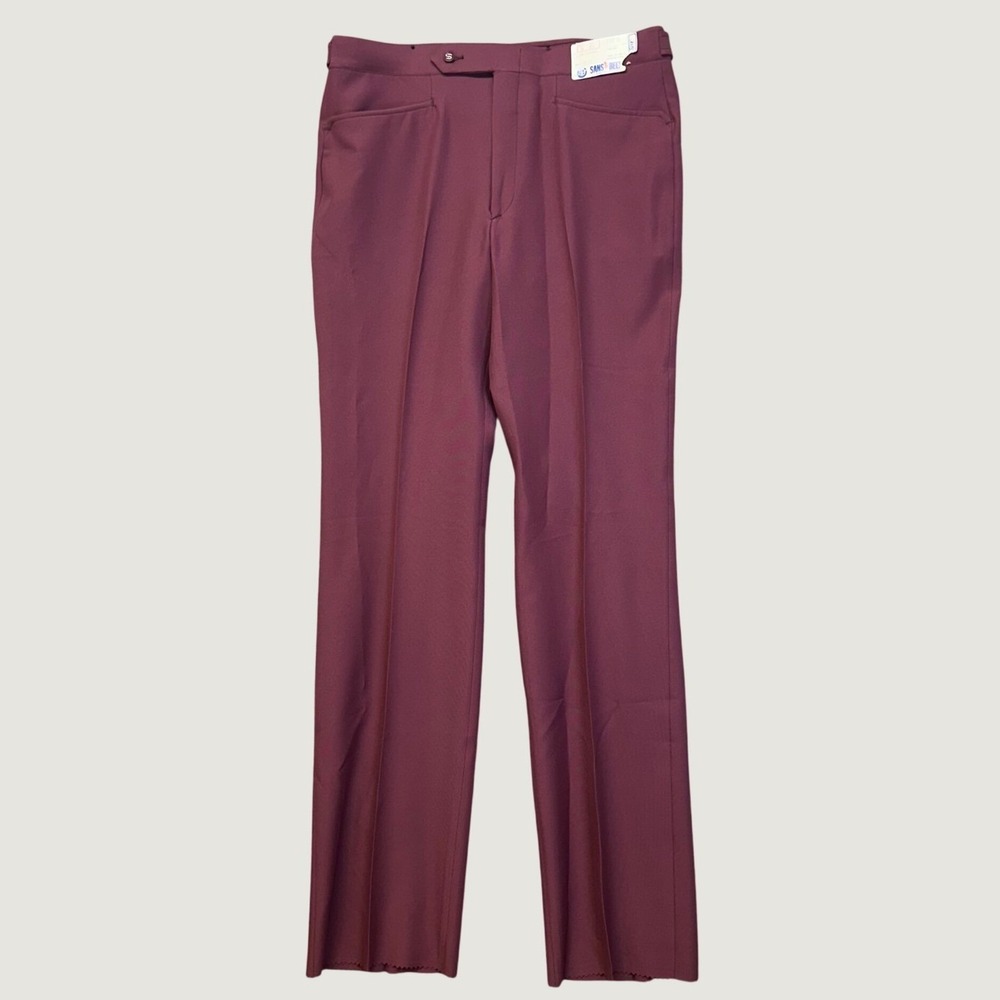 Sansabelt Slacks Mens 36 Burgundy NWT Pants Mark Scot Collection Jaymar Raw Hem